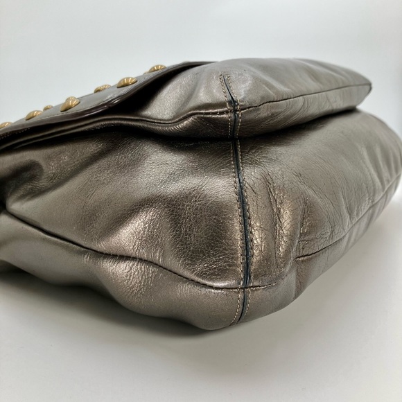 *COACH Metallic Bronze #15392 Studded Messenger Leather Bag - Picture 11 of 17